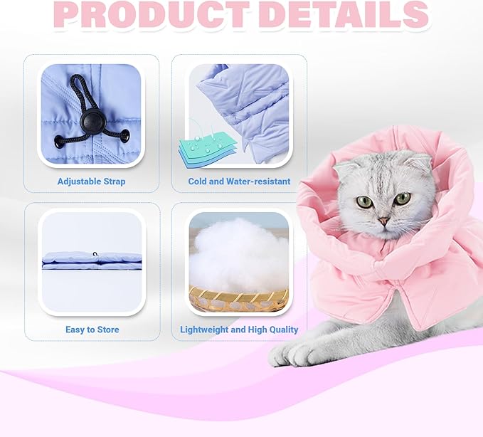 Cat Recovery Collar, Soft Adjustable Cone for Cats and Kittens, Lightweight Waterproof Elizabethan Collar for After-Surgery Care, Prevent Licking and Scratching, Neck Protector for Pets（Pink,S）