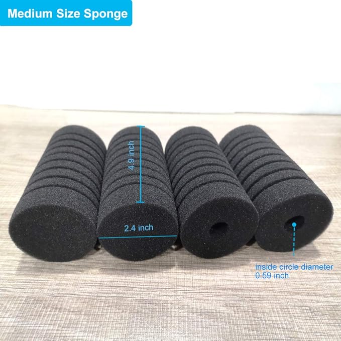 hygger Pack of 4 Replacement Sponges for Aquarium Double Sponge Filter (M)