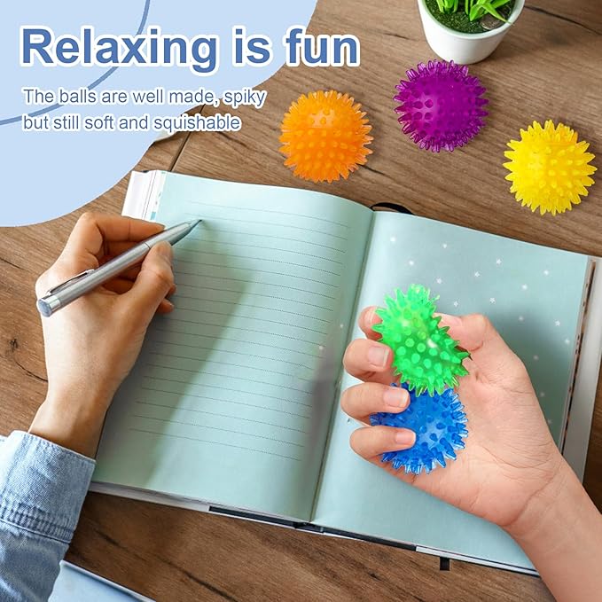 18pcs Fidget Spiky Ball Toys Stress Relief Sensory Toy for Kids Adults Toddlers, Squishy Squeeze Ball for Party Favors, Pinata Fillers, Goodie Bag Stuffers
