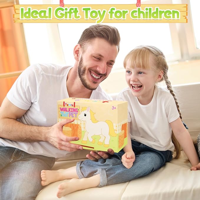 Tagitary Plush Toys Horse for Kids, Interactive Plush Toys with Leash,Can Make Sounds,Walk,and Wag Tail,Stuffed Horse Realistic Pet for Boys Girls