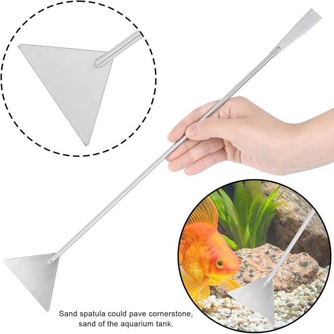 15Inch Extra Long Design Aquarium Aquascaping Tool Stainless Steel Aquascape Tools Kit 4 in 1 Anti-Rust Fish Tank Starter Kit with Long Tweezers Scissors Spatula for Aquarium Plants (Silver)