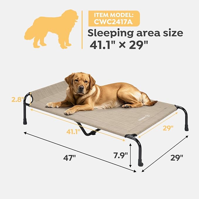 Veehoo Original Elevated Dog Bed - Outdoor Raised Dog Cot, One-Sided Raised Headboard Cooling Pet Bed, Non-Slip & Breathable, XXL, CWC2417A