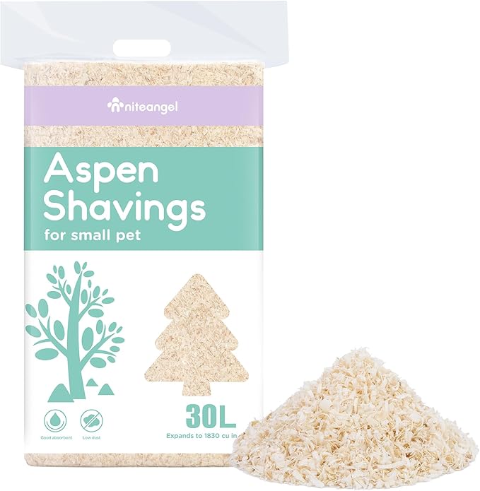 Niteangel Aspen Shaving Hamster Beddings for Syrian Dwarf Hamster Gerbil Mice Degu Rat Rabbit Bunny Guinea Pig Chinchilla Hedgehog or Other Small Pets (30L - Mini)