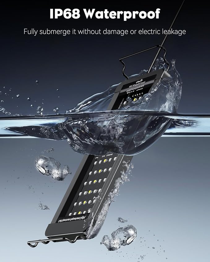 Pawfly 12W Saltwater Aquarium Light for 12" to 18" Fish Tanks Dimmable LED Reef Light for Coral Extendable Marine Fish Tank Light with Full Spectrum D/N Mode Timer Auto On/Off Adjustable Brightness