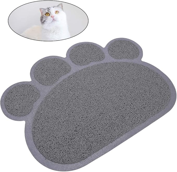 Kitty Litter Box Starter Kit - Small Cat Litter Pan Without Lid, Litter Mat, Scoop and Bowl for Kitten Within 3 Months (PinkScoop Set)