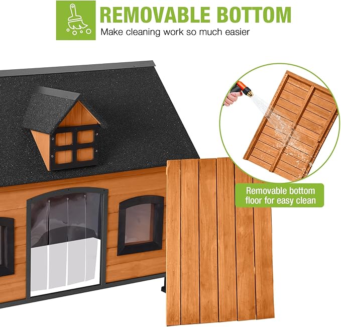 GUTINNEEN Dog House Outdoor with Strong Metal Frame Dog Kennel for Small Medium Large Dogs Puppy Cage for Winter Weatherproof