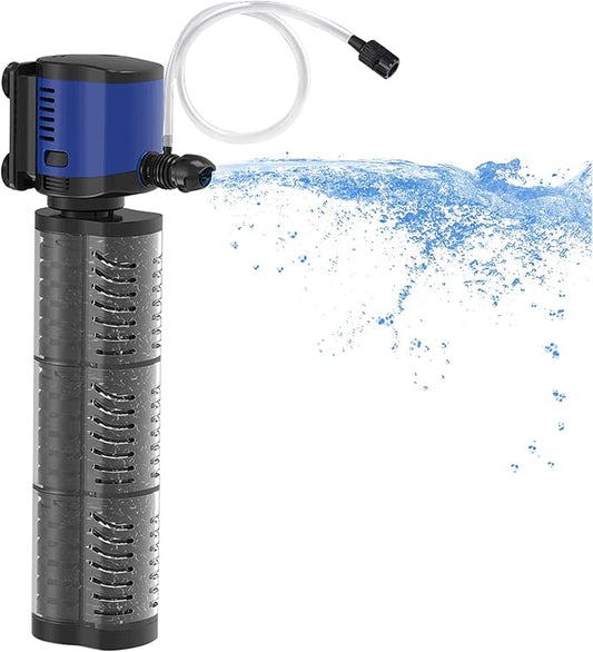 Pond Pump 660GPH Filtration, Sump Submersible Water Pump w/Sponge Filter, 8ft. High Lift, Quiet for Aquarium Hydroponics, Dry Burning Protection