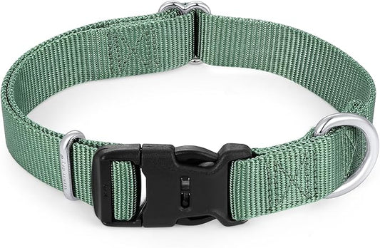 Mikivery Nylon Dog Collar with Quick Release Buckle Soft Adjustable Sturdy for Small Medium Large Dogs Emerald,L