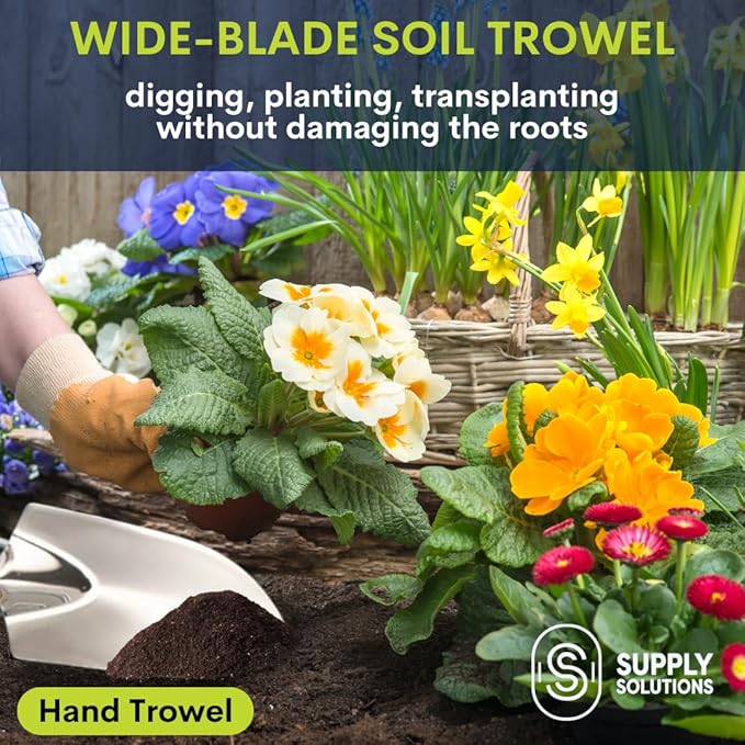 Gardening Tools - Perfect Garden Tools for Women or Men - Small Heavy Duty Gardening Hand Tools with Trowel, Transplanter, Fork, Rake, and Cultivator - Ergonomic Design Gardening Kit