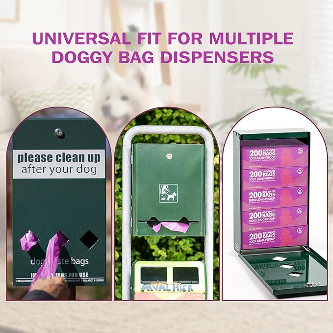 Harloon 6000 Counts Dog Poop Waste Bags 30 Rolls Extra Thick Strong Leak PET Proof Bags Disposable Bulk Universal Doggy Roll Waste Box for Puppy Outdoor Walking Travel (Purple,12 x 8 Inches)