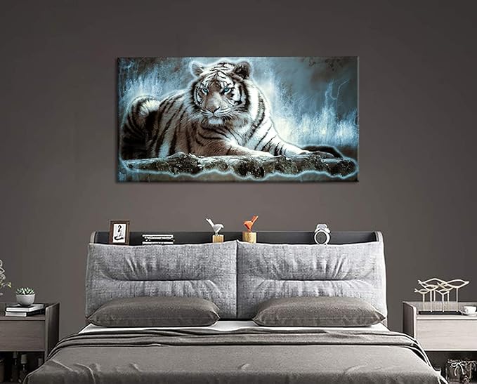 Yxbhhym Large Animals Canvas Wall Art Tiger Wall Picture Prints Poster Painting Framed Tiger Artwork for wall Bedroom Living Room Home Decorations Office Wall Decor-20x40inches