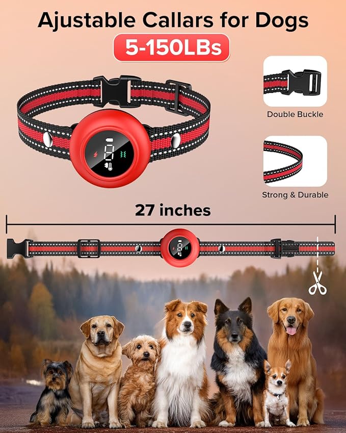 XDX 2-in-1 Dog Shock Collar & Bark Collar – 3300FT Dog Training Collar with Remote, Automatic Anti-Barking, 5 Adjustable Sensitivity Levels, IP67 Waterproof E-Collar for Small Medium Large Dogs