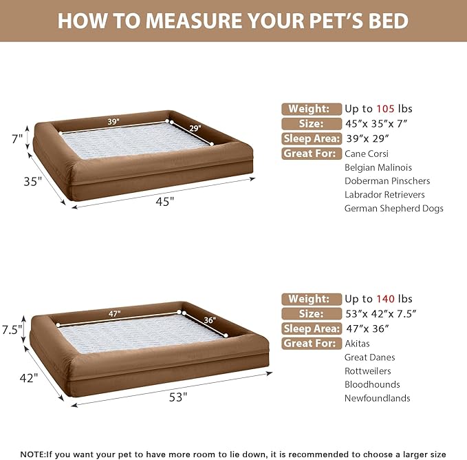 WNPETHOME XXL Extra Large Dog Bed, Washable Dog Couch with Removable Waterproof Cover, Orthopedic Large Pet Sofa Bed with Bolster Sides for Sleeping