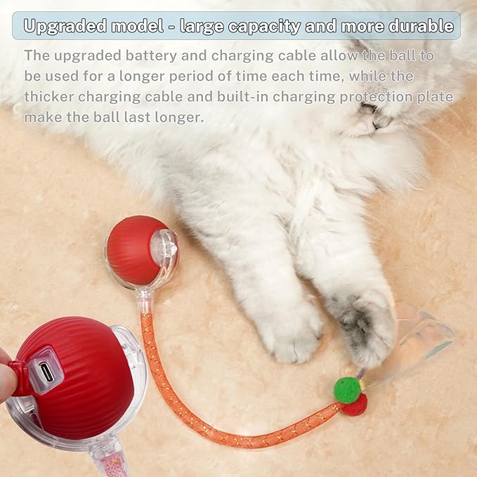 New Upgraded Cat Ball Toy - Speedy Tail 2.0 Cat Toy, Interactive Cat Toy Ball, Stimulating Toys and Juguetes para Gatos, Cat Toys for Bored Indoor（Sound Switchable） (Green)