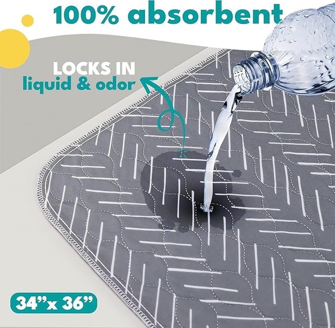 NALALAS Large Washable Pee Pads for Dogs | Reusable, Waterproof & Ultra Absorbent Puppy Pads | Dog Pee Pads, Anti-Slip, Leakproof & Quick Dry Pet Training Mat | Whelping Pad, Puppy Mat & Crate Pad