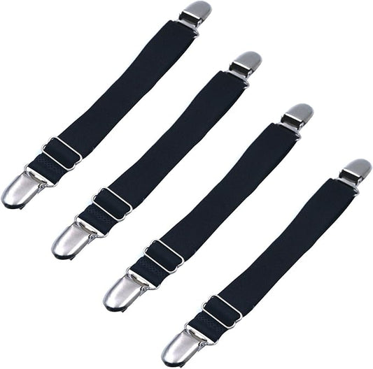 Loosco [4 Packs Elastic Adjustable Women's Boot Straps Pant Stirrups with Extra Heavy Sturdy Clip