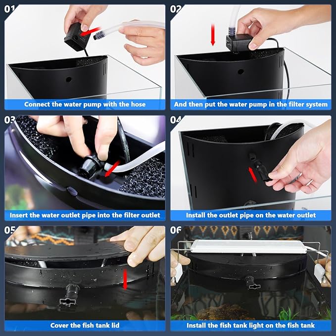 fishkeeper 5 Gallon Fish Tank Starter Kit, Small Aquarium with Filter and Adjustable 3 Color Lighting Self Cleaning Fish Bowl Rimless Aquarium for Beginners (Freshwater Fish Tank)