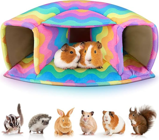 Unicorn Catcher Guinea Pig Hideout - Large Cozy Bed, Warm House, Washable Tunnel Accessories for Small Pets: Hamster, Chinchilla, Bunny