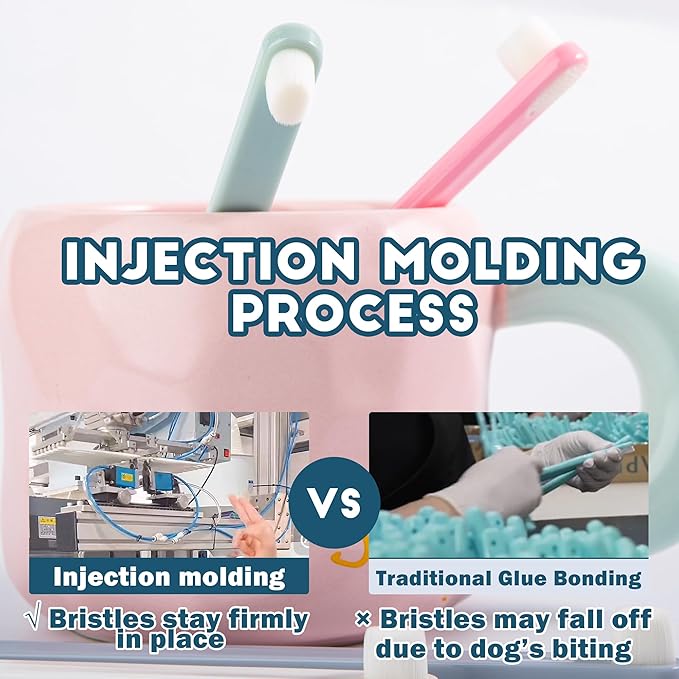 Small Dog Toothbrush, Cat & Puppy Tooth Brushing Kit, Ultra Soft & Mini Head Teeth Brush for Kitten & Tiny Pet, Doggy Toothbrushes Deep Dental Clean, 2 PCS,Pinkgreen