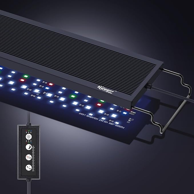 hygger Sun Moon LED Aquarium Light, Full Spectrum Fish Tank Light Day-Night Dual Timer, Adjustable 6 Timer 10 Brightness 8 Colors for Planted Freshwater Tank