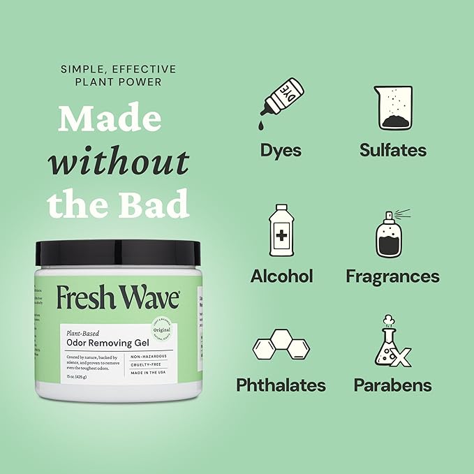 Fresh Wave Odor Removing Gel, Original 15 oz. & Lavender 7 oz.| Safer Odor Absorbers for Home | Natural Plant-Based Odor Eliminator | Every 7 oz. Lasts 15-30 Days | for Cooking, Trash & Pets