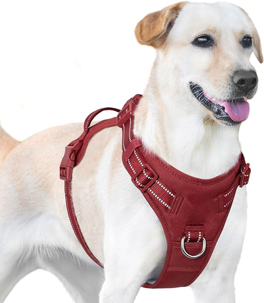 No Pull Dog Harness, Reflective Puppy Vest for Small Medium Large Sized Dog(Burgundy Red,XL)