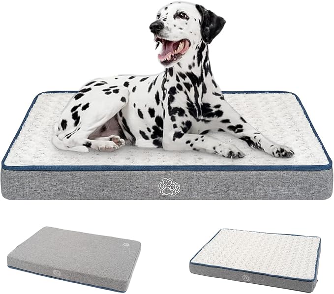EMPSIGN Reversible Cool and Warm Dog Bed for Crate Pad, Pet Beds with Washable and Removable Cover, Dogs Crate Beds Sleeping Mats, Beds for Dog Crate for Large Medium Small Dogs, Grey