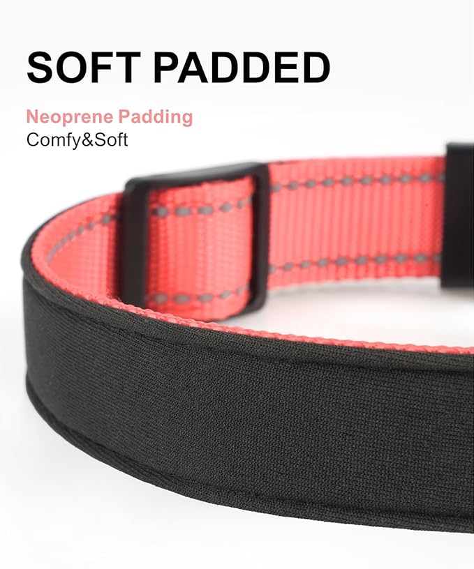 TagME Airtag Dog Collar,Waterproof Reflective Pet Collar with Airtag Holder,Soft Padded and Double D-Rings for Small Dogs,Baby Pink