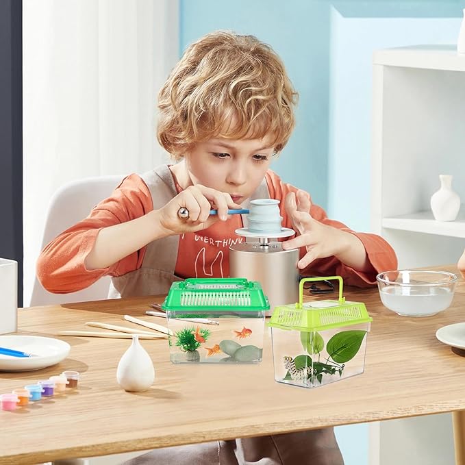 STOBOK 4pcs Mini Portable Fish Tank Animals for Mini Turtles Plastic Terrarium Single Fish Aquarium Reptile Terrarium Habitat Aquarium Breeding Tank Turtle Feeding Box Turtle Holder