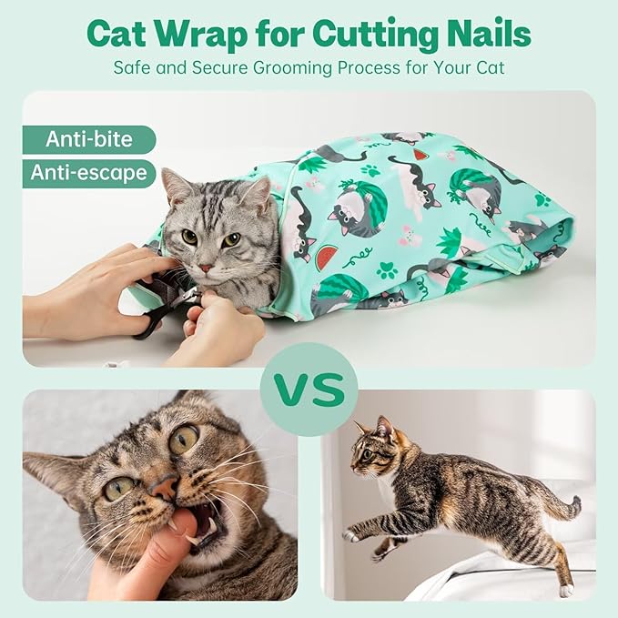 Paw Legend 27.6" Cat Wrap for Grooming Cat Wrap for Cutting Nails Cat Restraint for Nail Clipping Self Adhesive Blanket Restraint Cloth for Cats Within 15lbs