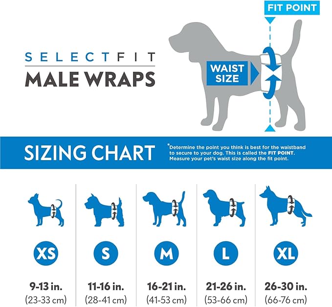 Paw Inspired Select Fit Male Dog Diapers, Disposable Male Wraps with Wetness Indicator| Belly Bands for Small, Medium, Large Dogs (X-Large, 20 Count)