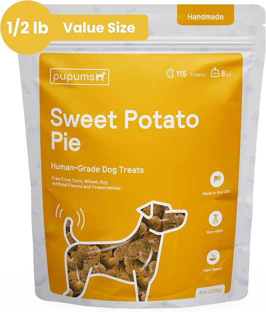 Sweet Potato Dog Treats Organic Ingredients Grain Free Non-GMO Highly Digestible Dog Biscuits Made in USA (8oz)