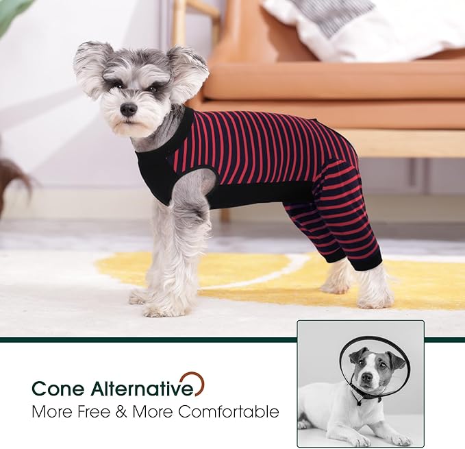 Kuoser Dog Recovery Suit for Back Legs,Soft Dog Surgery Suit with Sleeves to Stop Licking,Dogs Recovery Sleeve Elbow Protector Pet Surgical Onesie for Abdominal Wounds Dogs Cone Alternative,Red M