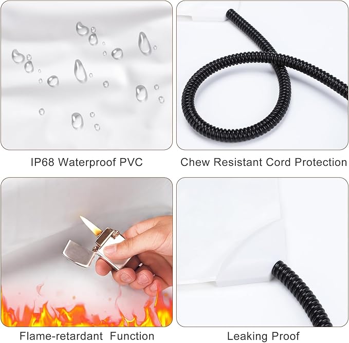 MIXJOY Heated Dog Bed, Waterproof Electric Dog Cat Heating Pad with Timer, Temperature Adjustable Heated Cat Bed for Winter, Auto Power-Off, Anti-bite Heating Pad for Dogs Cats-47''x28'', XLarge