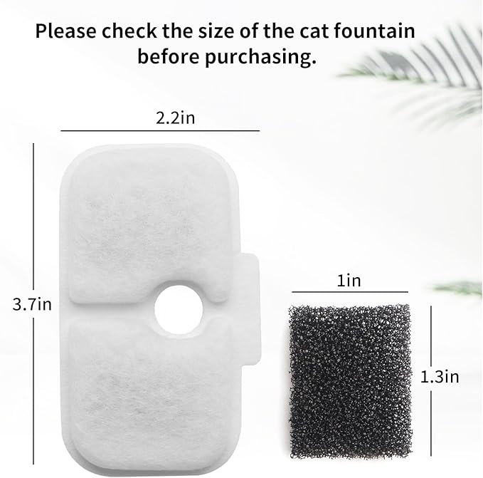Cat Water Fountain Filter, 12 Pack Cat Fountain Filter Replacement with 12 Sponges Compatible With PETLIBRO® Dockstream Tomxcute Cat Water Fountain PLWF005 / PLWF105 / PLWF115 / PLWF305