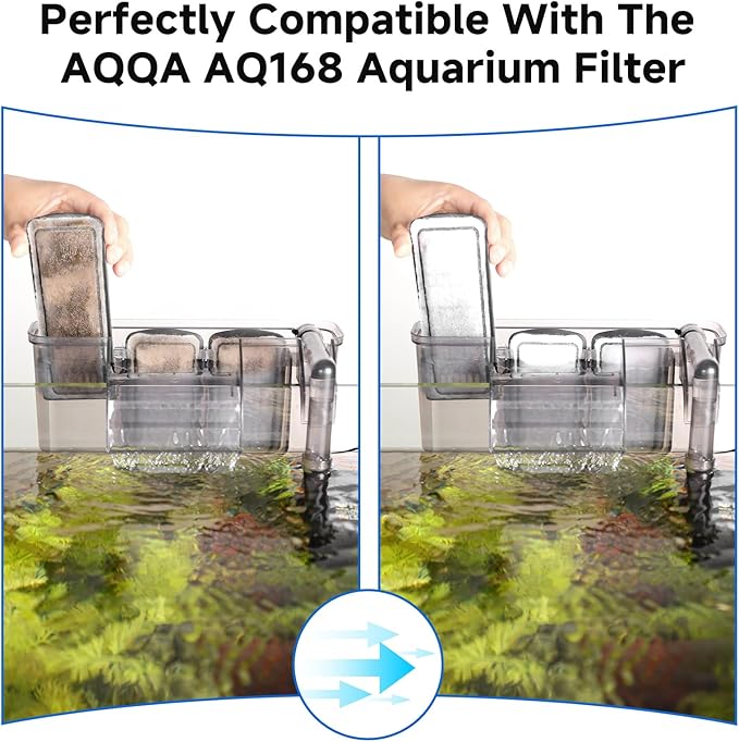 AQQA 6 Packs Aquarium Filter Cartridges with Activated Carbon - Remplacement Fish Tank Filters Cotton