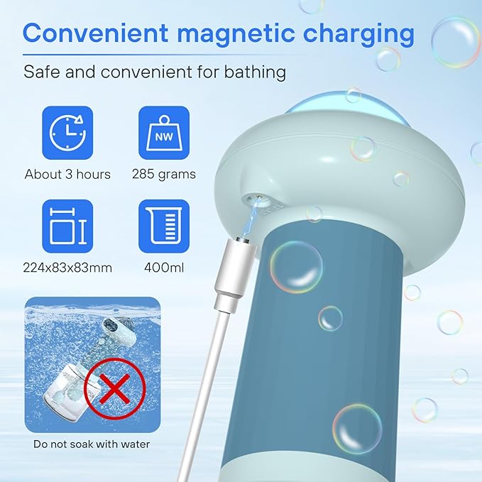 Dog Shampoo Dispenser, UFO Dog Shampoo Sprayer, Electric Foaming Shampoo Dispenser for Dog and Cat Washing, for Bathtub, Kitchen Sink, Bathroom Cleaning, Blue