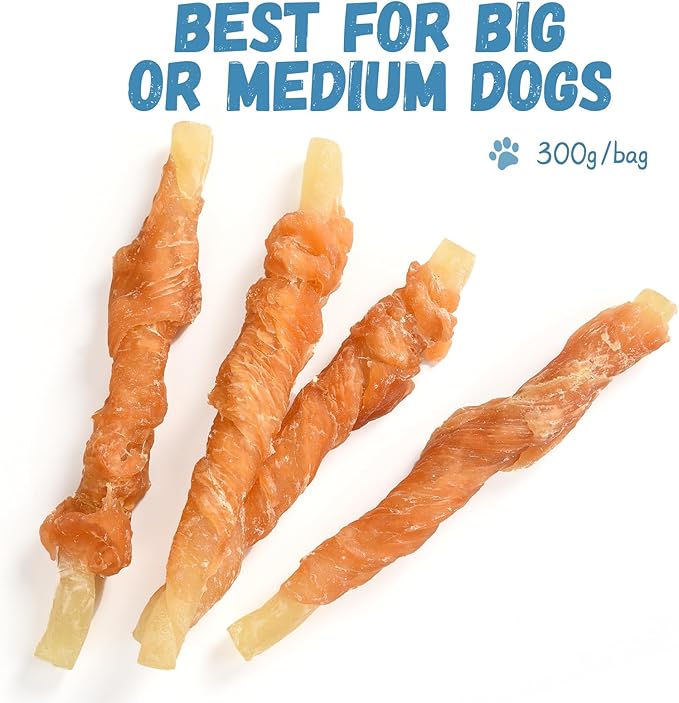 Dog Treats Chicken Wrapped Cod Sticks, Natural Chicken Cod Jerky Treats Rich in Omega-3, High Protein Chewy Training Treats Dog Snacks for Small Medium Large Dogs, 15-17 Counts, 10.6 oz