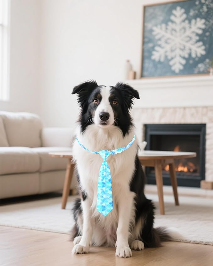 PET SHOW 10 Pack Winter Big Dog Ties Neckties for Extra Large Breed Dogs XL Adjustable Neck Ties Girl Boy Pets Snowflake Costumes Dog Grooming Accessories Holiday Party Gift Favor