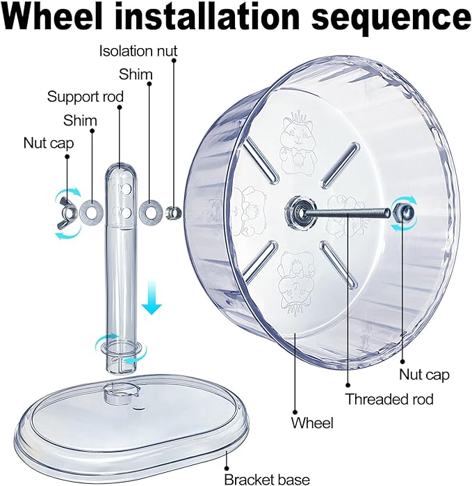 Silent Hamster Wheel, Super-Silent Hamster Exercise Wheels Accessories, Quiet Running Wheels, Adjustable Stand for Hamsters Mice Or Other Small Animals (White, Ф 8.3 inch)