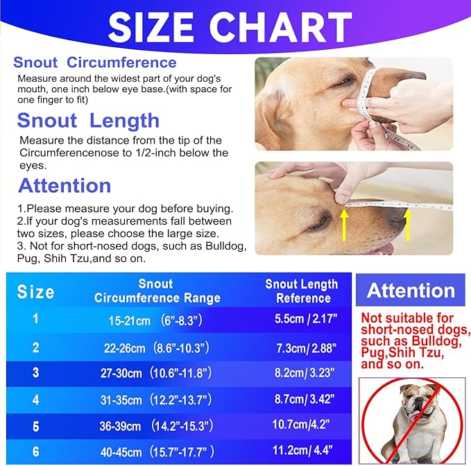 Basket Muzzle Allows Panting Drinking, Anti Biting Chewing, Suitable for Grooming Trimming Training, for Small Medium Large Dogs (Blue, Size 4)