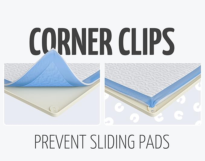 TidyFriend 2 Pk Pee Pad Holder Tray for 30” x 23” Pee Pads with Corner Lock Holes, Raised Edges, Non-Spill, Easy to Clean Silicone Dog Potty Tray Holder, for Indoor Floor Protection (Beige)