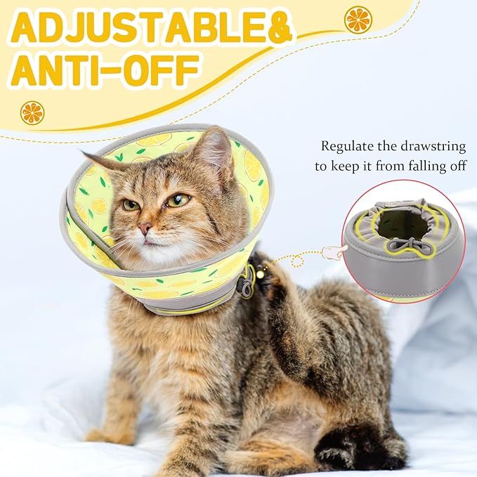 Cat Cone Collar Soft, Comfortable Cat Recovery Collar Pet Cone for Small Large Cats, Lightweight Elizabethan Collar for Cats Kittens After Surgery Prevent from Licking Wounds, Yellow, M