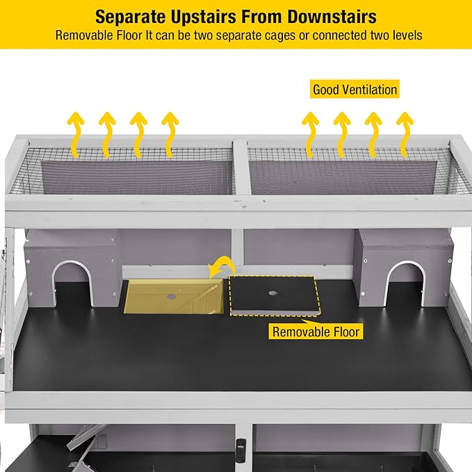 Aivituvin Guinea Pig Cage Chew Proof Hamster Cage Metal Frame Rat House Small Animal Habitat Critter Nation Cage 2 Levels Double Use Movable