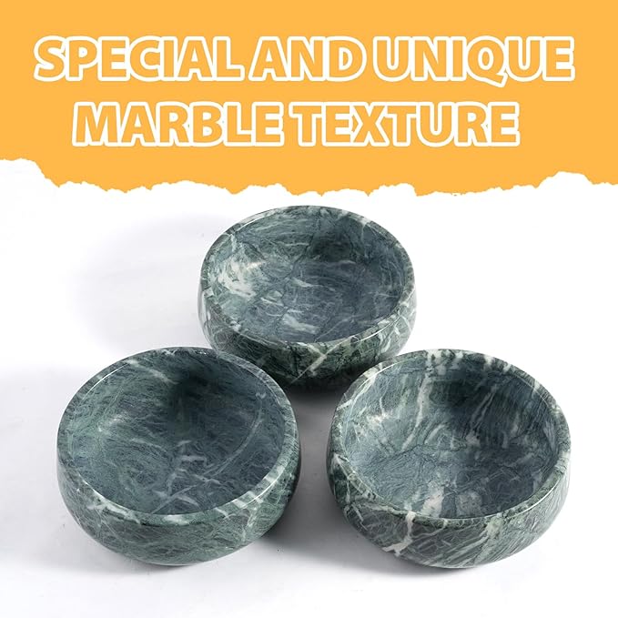 Natural Marble Dog Bowl, 5lbs Non-Slip Cat and Dog Food Bowl Dish, Non-Tipping Weighted Puppy Pet Dish, Durable Food and Water Bowls, Easy to Clean, Holds 4 Cups(Indian Green)