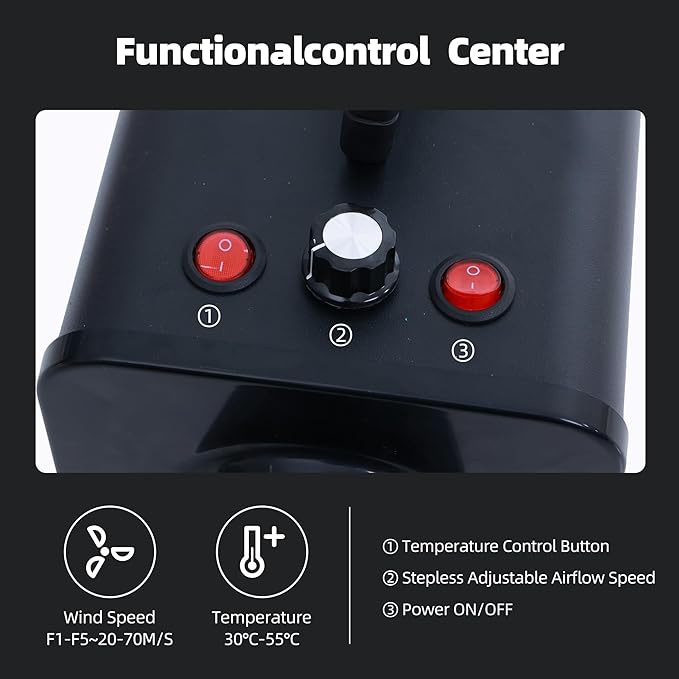 2400w 75m/s Dog Dryer for Pet Grooming, High Velocity Pet Hair Dryer with Heater, Adjustable Speed, 4 Nozzles and a Comb, Black