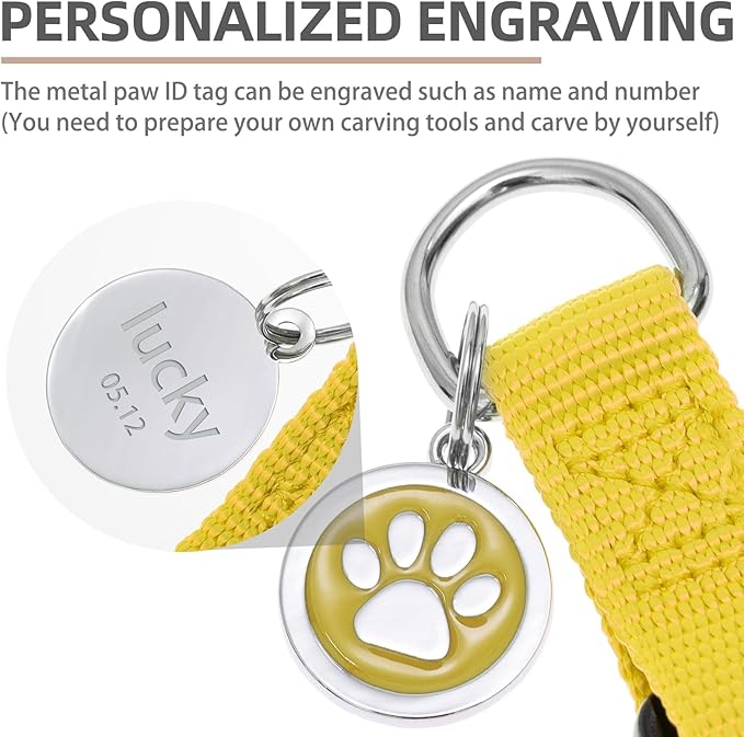 PUPTECK No Pull Dog Harness Soft Adjustable Basic Nylon Step in Puppy Vest Outdoor Walking with ID Tag, Yellow, L