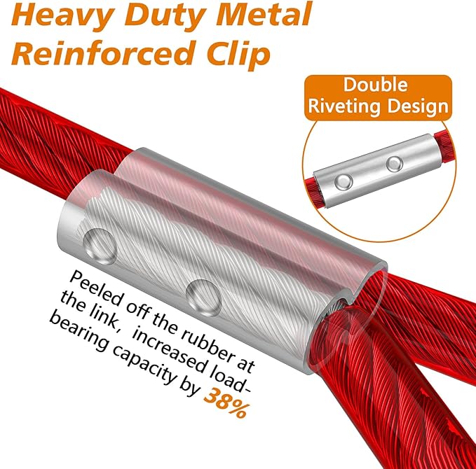 XiaZ 30ft Dog Tie Out Cable, Heavy Duty Dog Chains for Outside with Lockable Hook, Pet Runner Cable Leads for Yard, Dogs Line Tether for Small Medium Large Dogs Up to 125 LBS