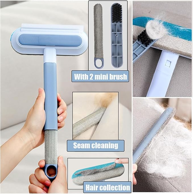 Multifunctional Pet Hair Remover/Window Screen Cleaner for Laundry Reusable Washable Lint Brush for Furniture Hair Complete 4 in 1 14.9Inch Cat Hair Remover Effective on Carpets Car Seats Bedding