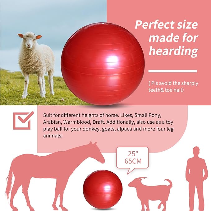 17-Inch Equine Ball for Play & Training - Anti-Burst, Mega Horse Soccer Ball for Goat, Donkey